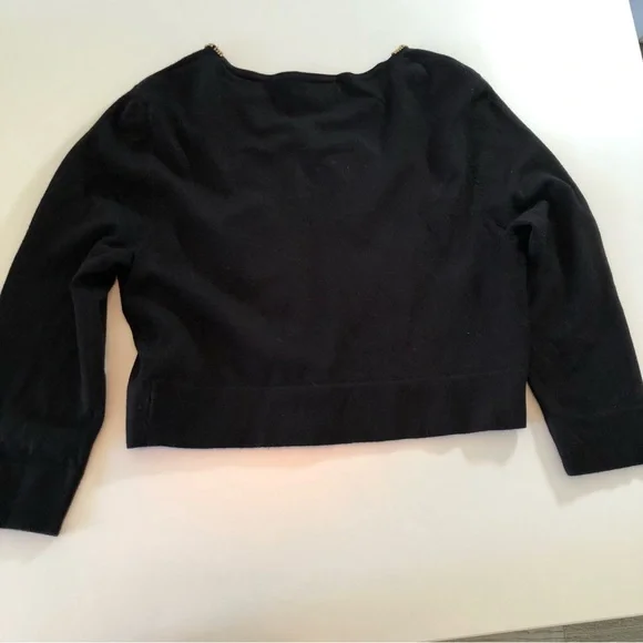 Twenty One Black Beaded Cardigan Sweater Women’s L Gold Beads Pearls Lace Lining - Picture 13 of 15
